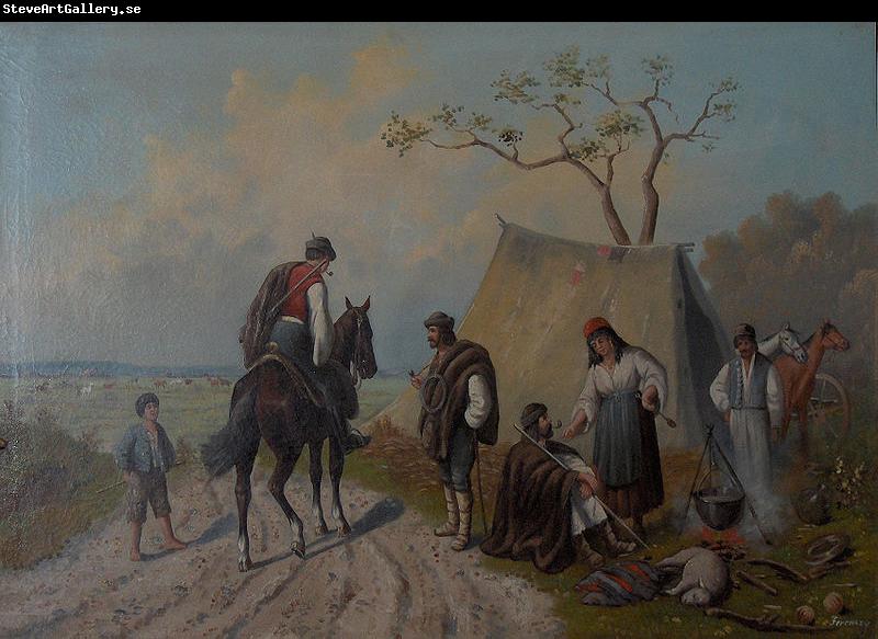 unknow artist Encampment of horse keepers